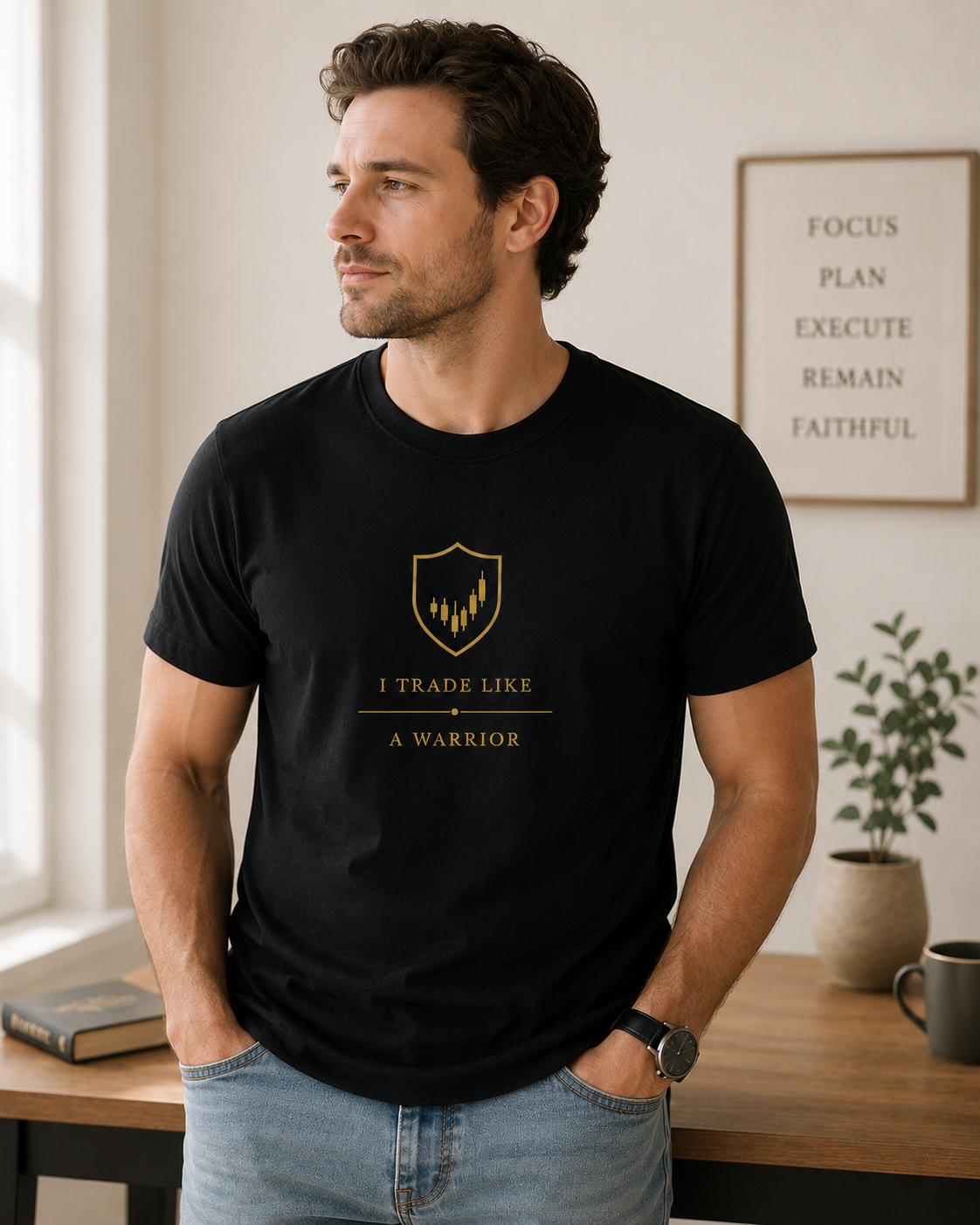I Trade Like A Warrior Black Unisex T-shirt