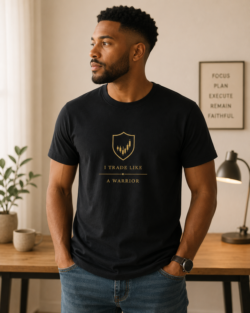 I Trade Like A Warrior Black Unisex T-shirt